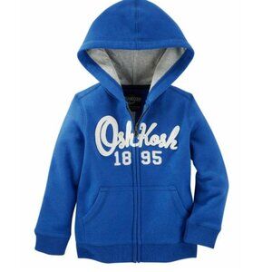 NWT Oshkosh B'gosh Toddler Boys Cardigan Hoodie Jacket Blue Jersey-Lined…